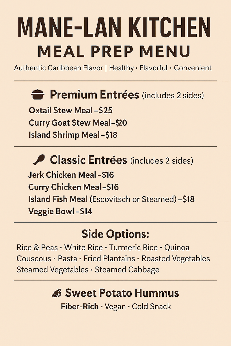 Mane-lan Kitchen menu board