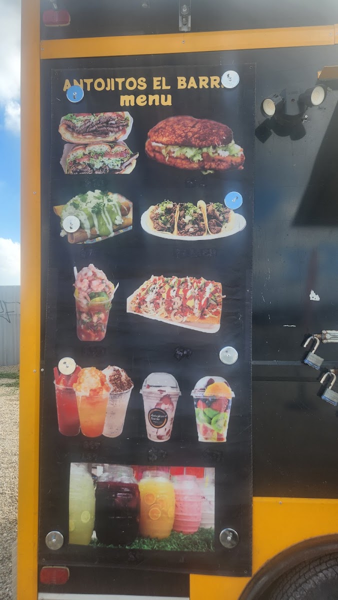 Antojitos El Barrio menu board