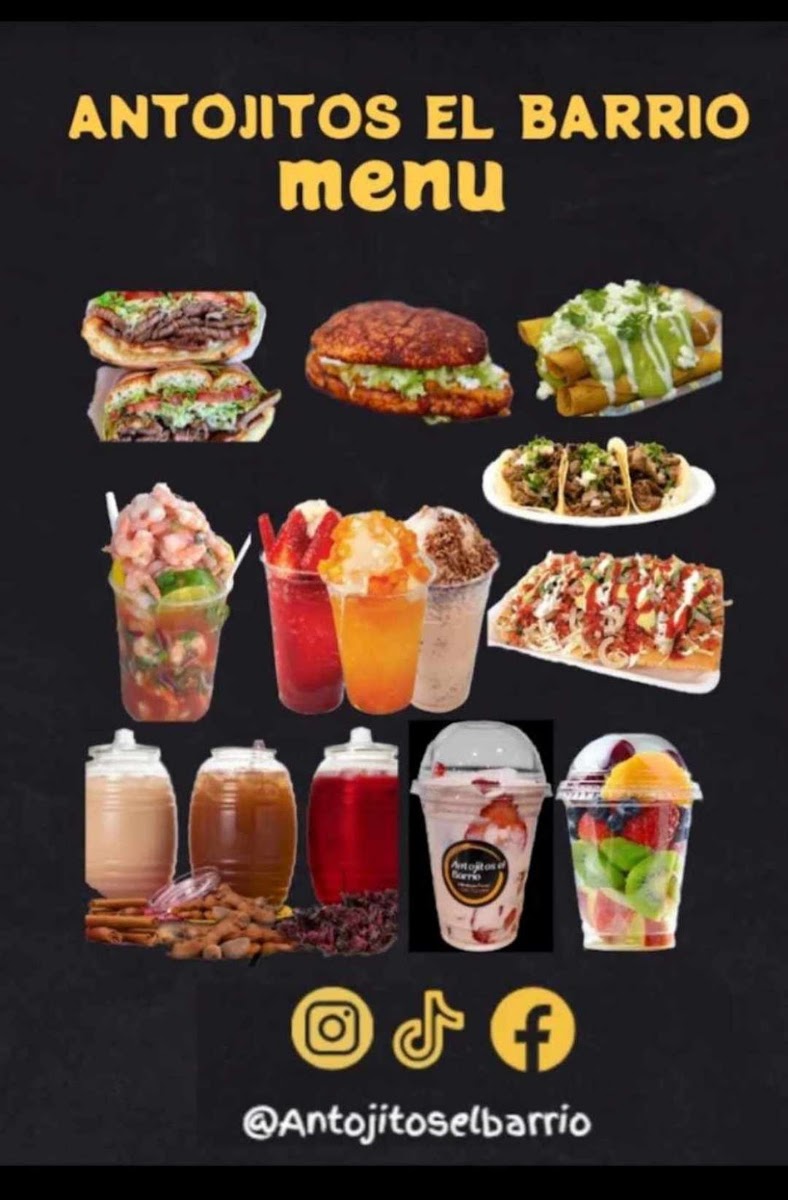 Antojitos El Barrio menu board