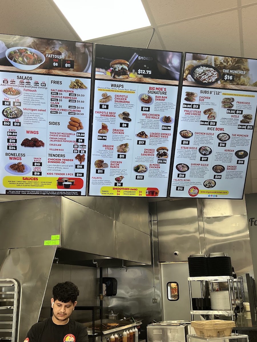 Big Moe's Kitchen - Westland menu board