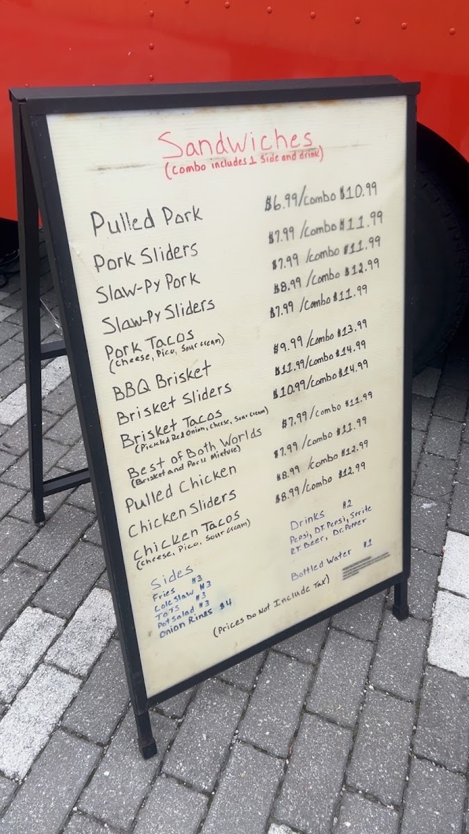 Elli-May's Smoked BBQ menu board