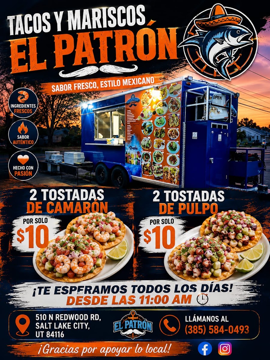 Tacos Y Mariscos El Patron #2 menu board