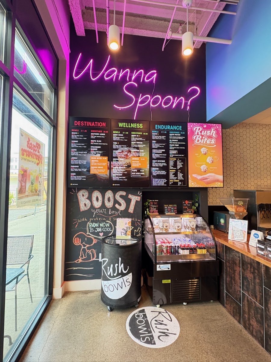 Rush Bowls menu board