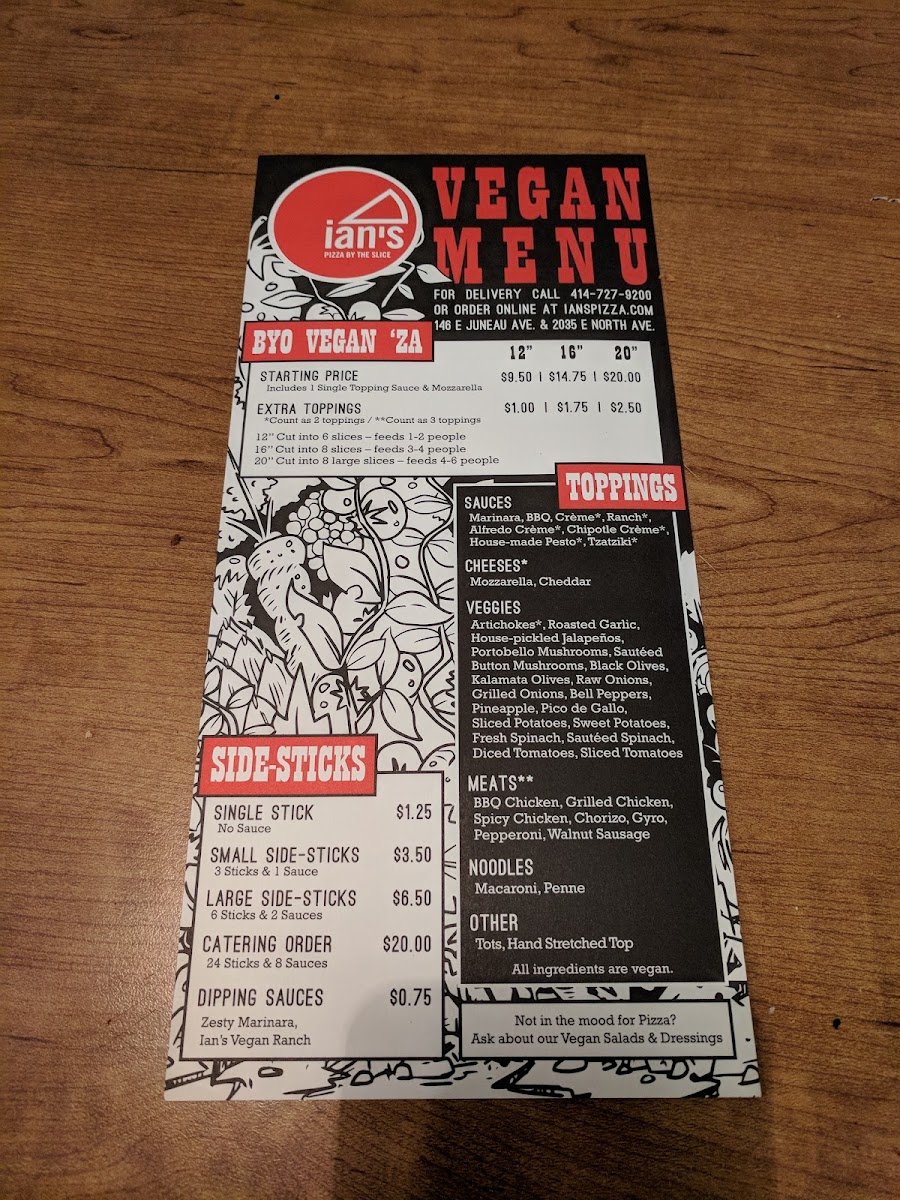 Ian's Pizza Milwaukee | Downtown menu board