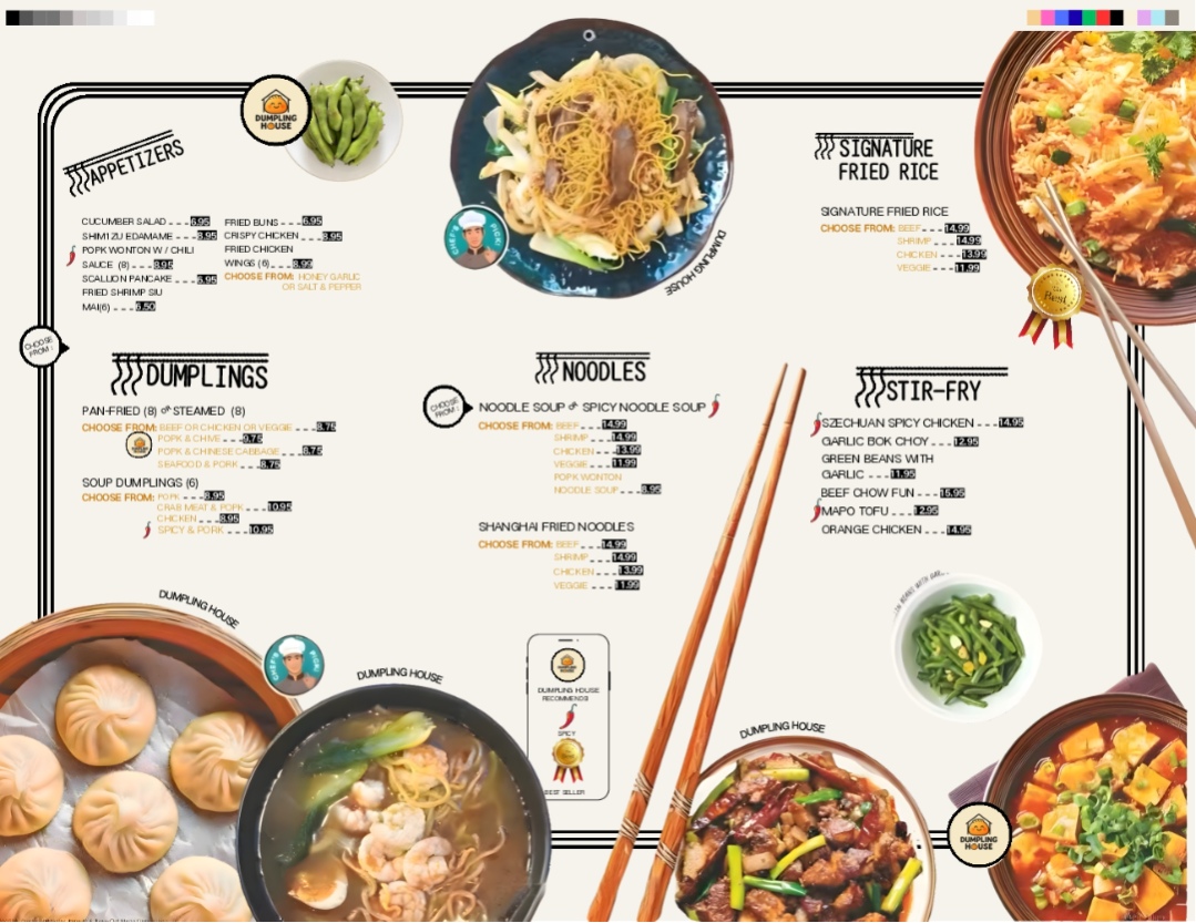 Dumpling House menu board