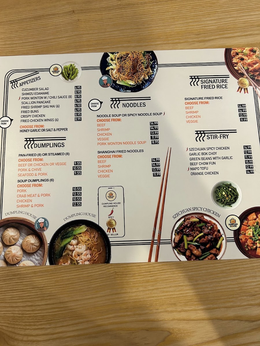 Dumpling House menu board