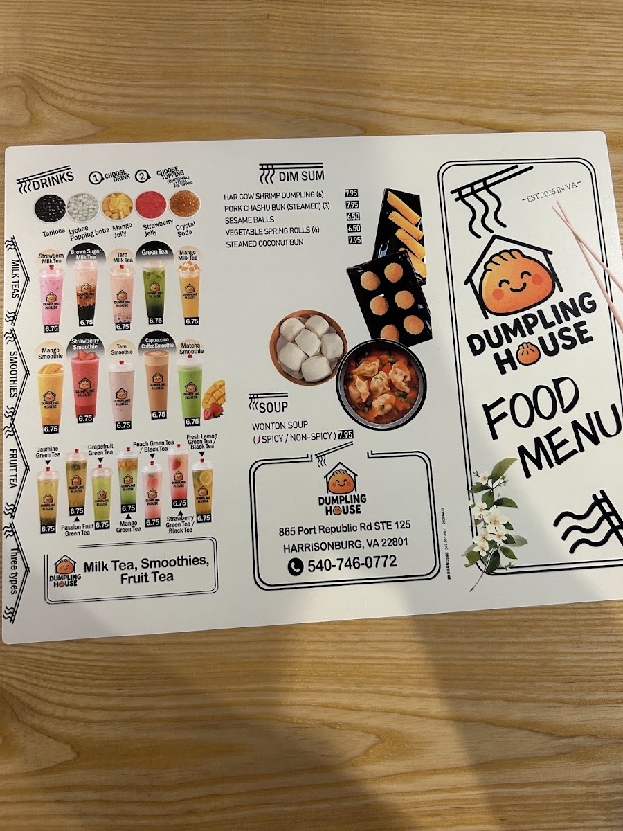 Dumpling House menu board