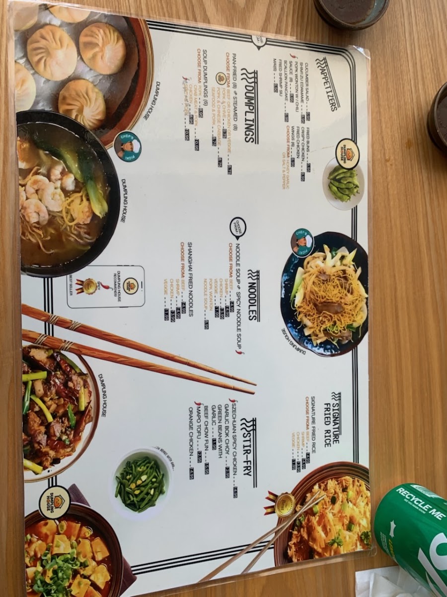 Dumpling House menu board