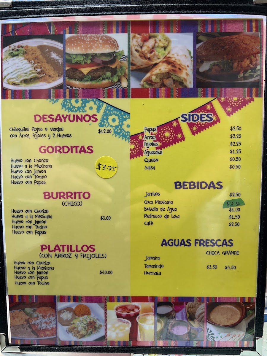 El Sabor Mexicano menu board