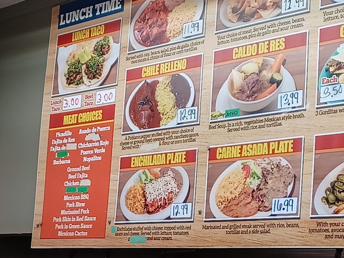 Malena Tacos menu board