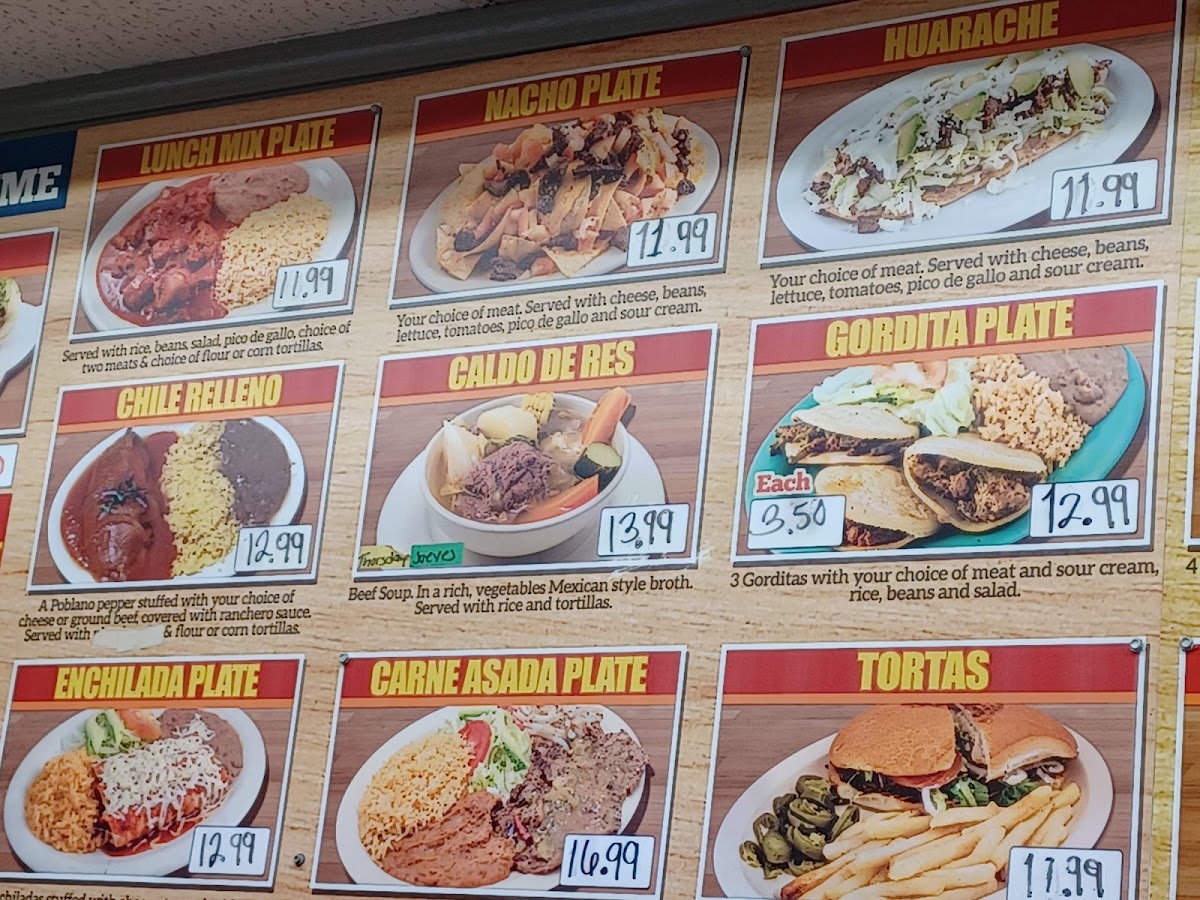 Malena Tacos menu board