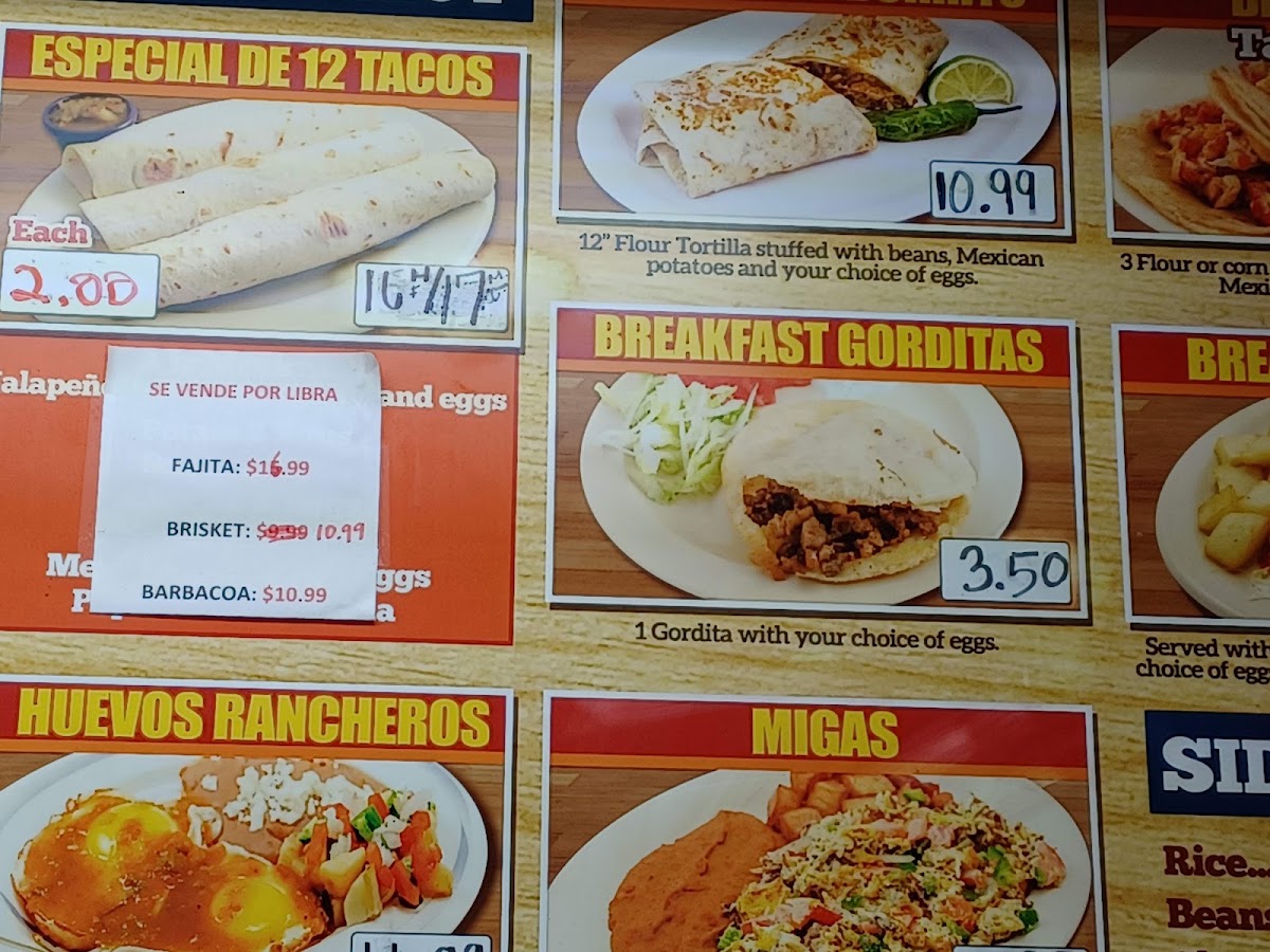 Malena Tacos menu board