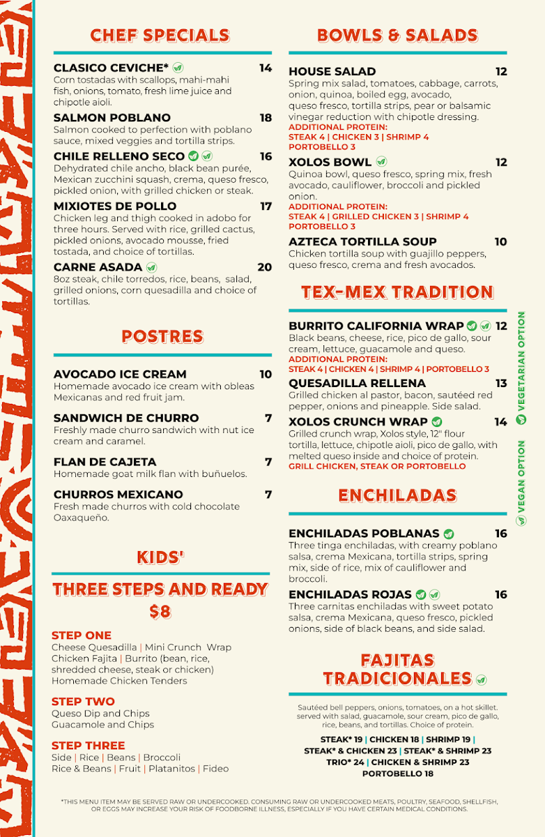 Xolos Tacos Y Tlayudas menu board