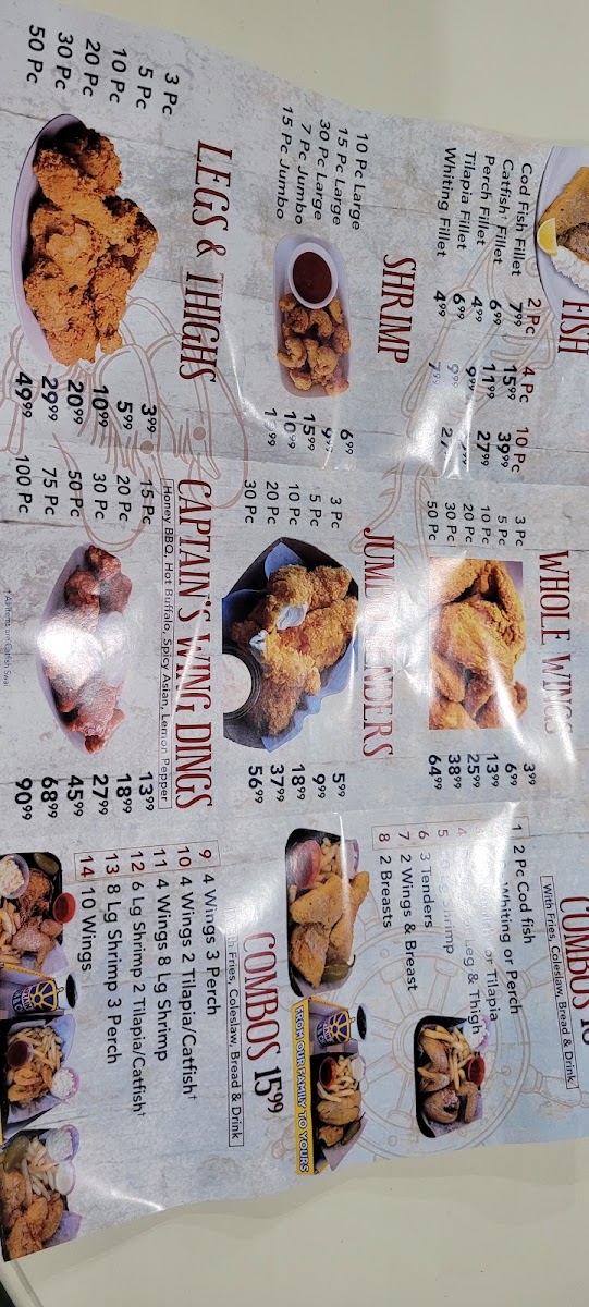 Captain Jay's Fish & Chicken menu board