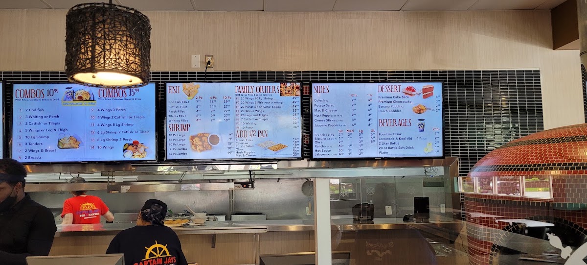 Captain Jay's Fish & Chicken menu board