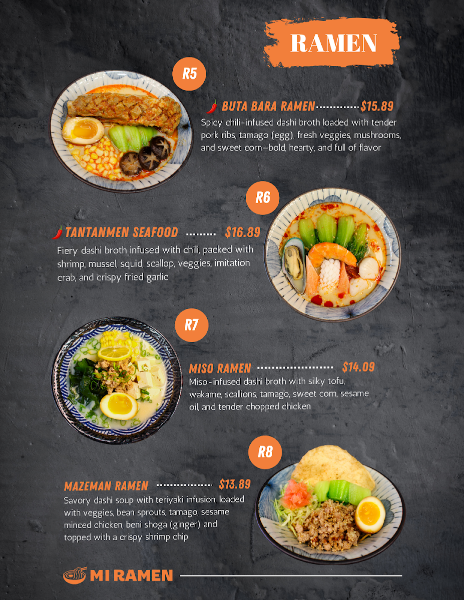 MI RAMEN menu board