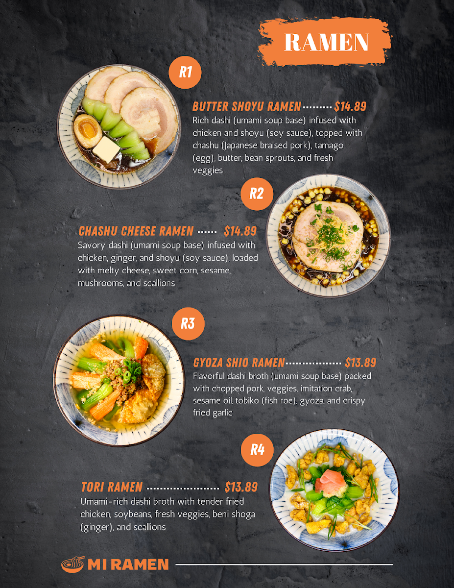 MI RAMEN menu board