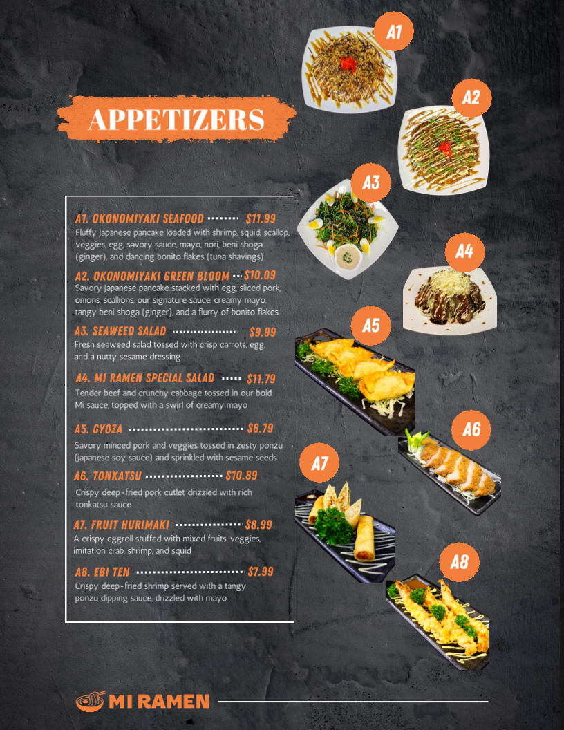 MI RAMEN menu board