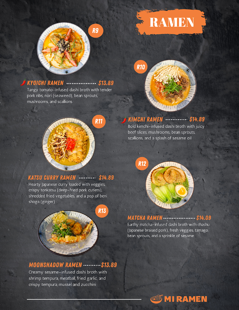MI RAMEN menu board