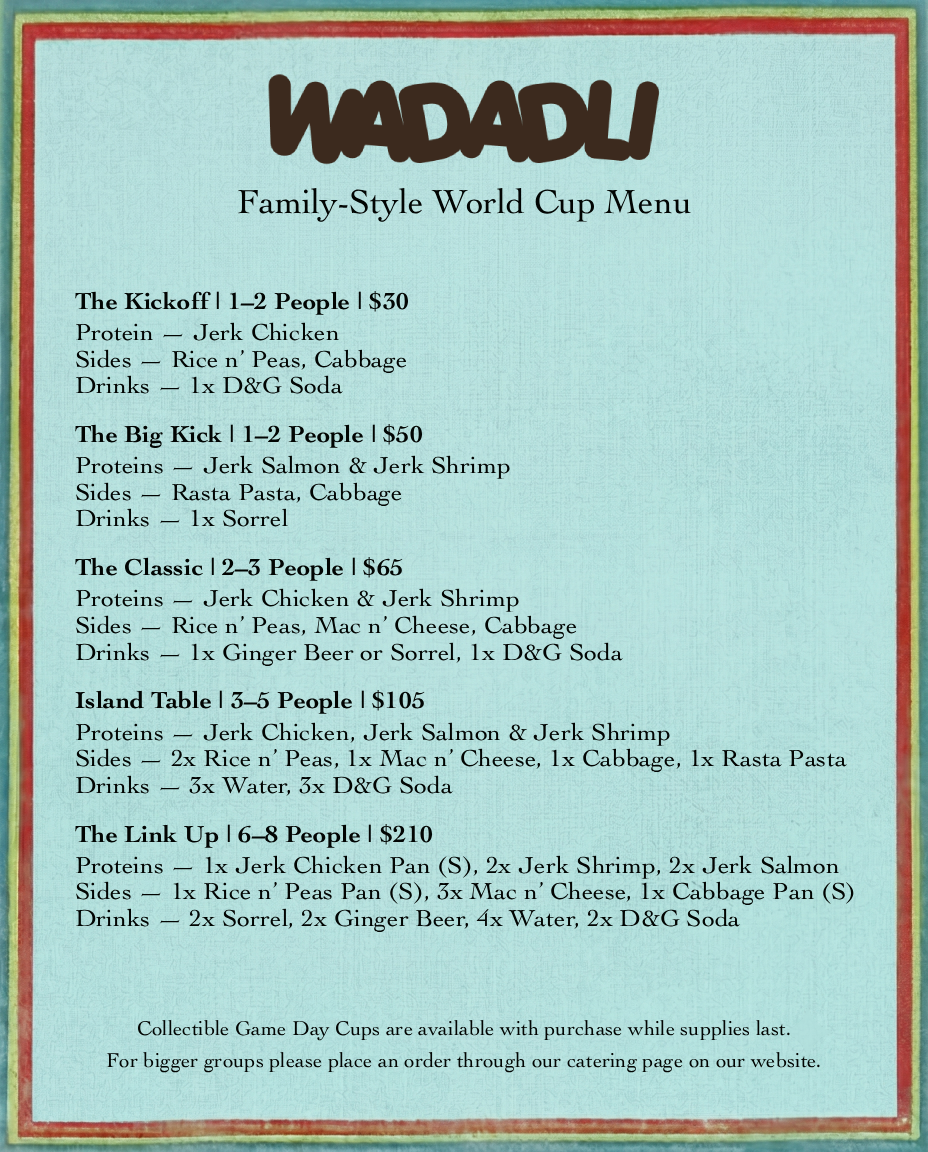Wadadli menu board
