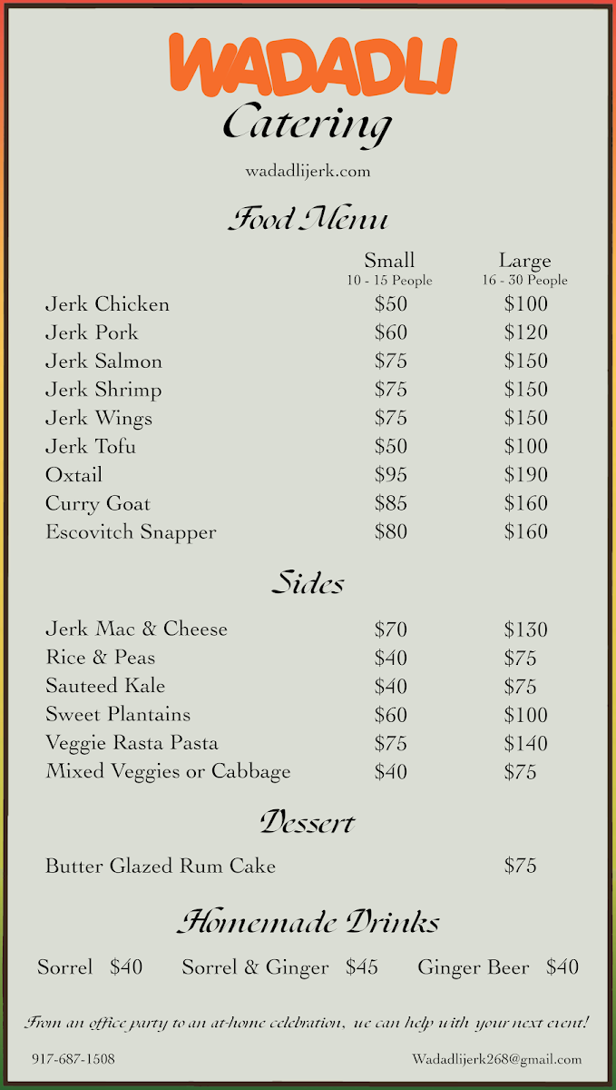 Wadadli menu board