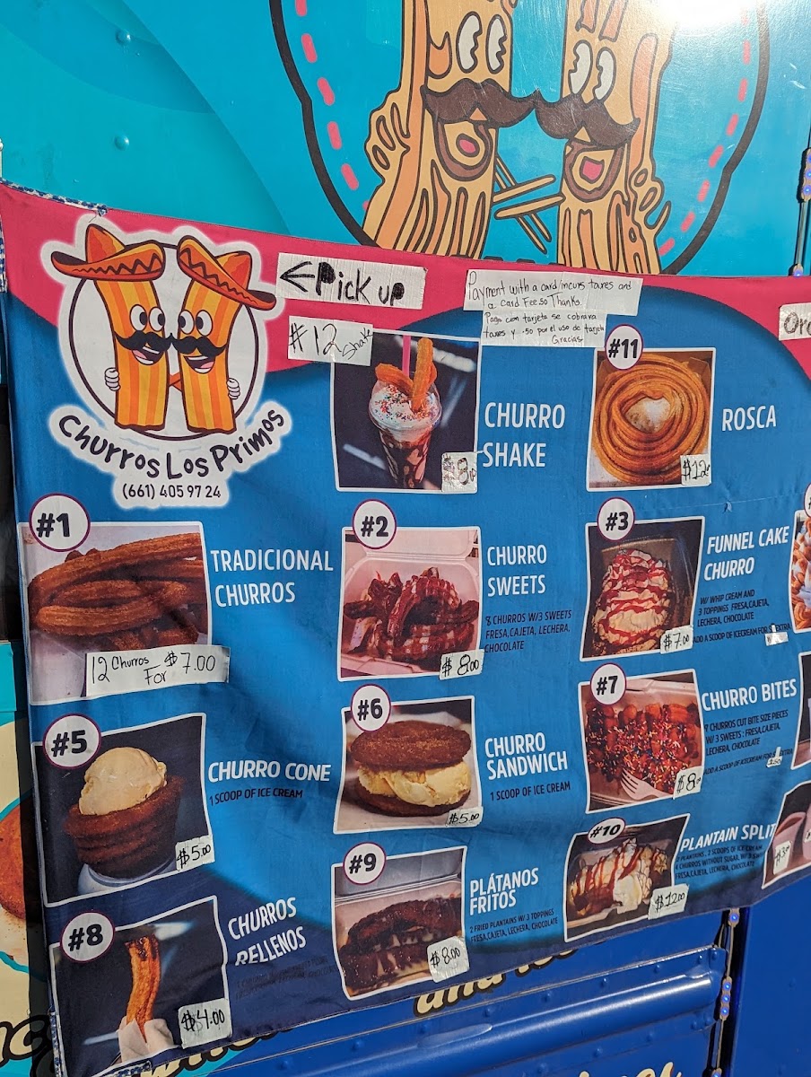 CHURROS LOS PRIMOS menu board