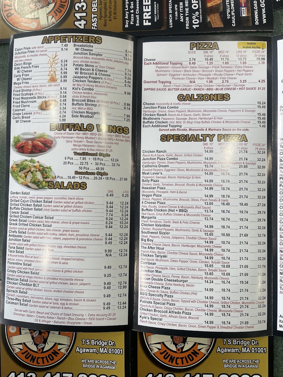 Pizza Junction menu board