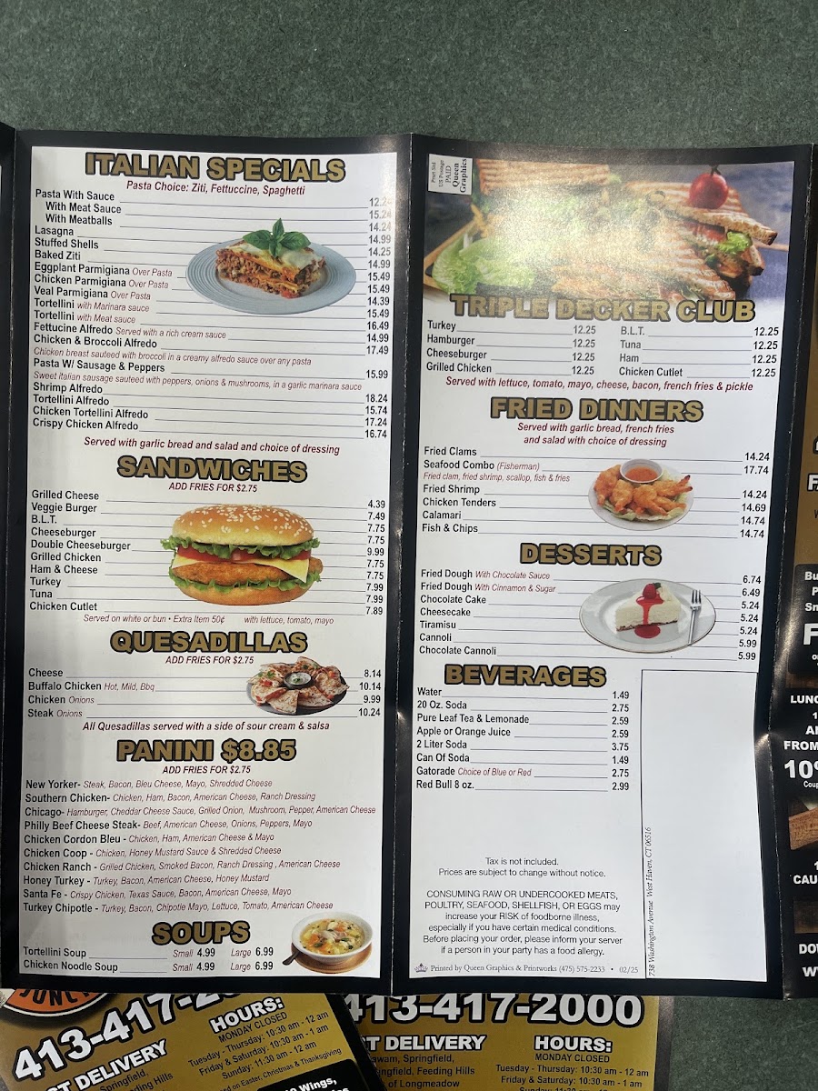 Pizza Junction menu board
