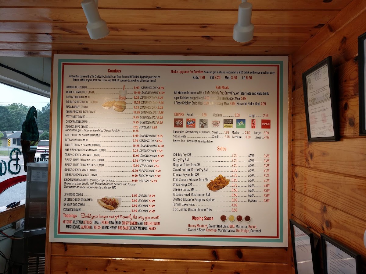 AP's Dairy Bar menu board