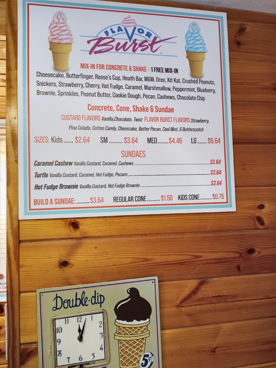 AP's Dairy Bar menu board