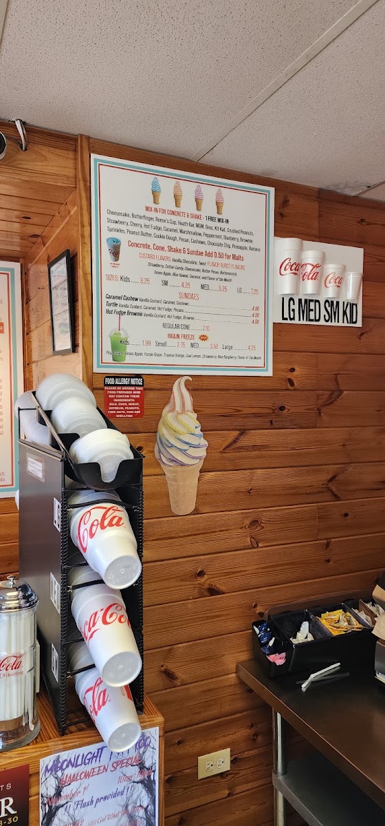AP's Dairy Bar menu board