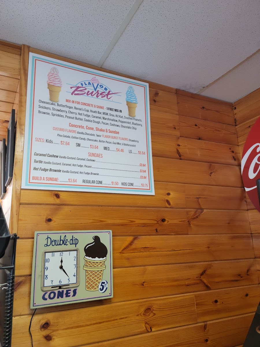 AP's Dairy Bar menu board
