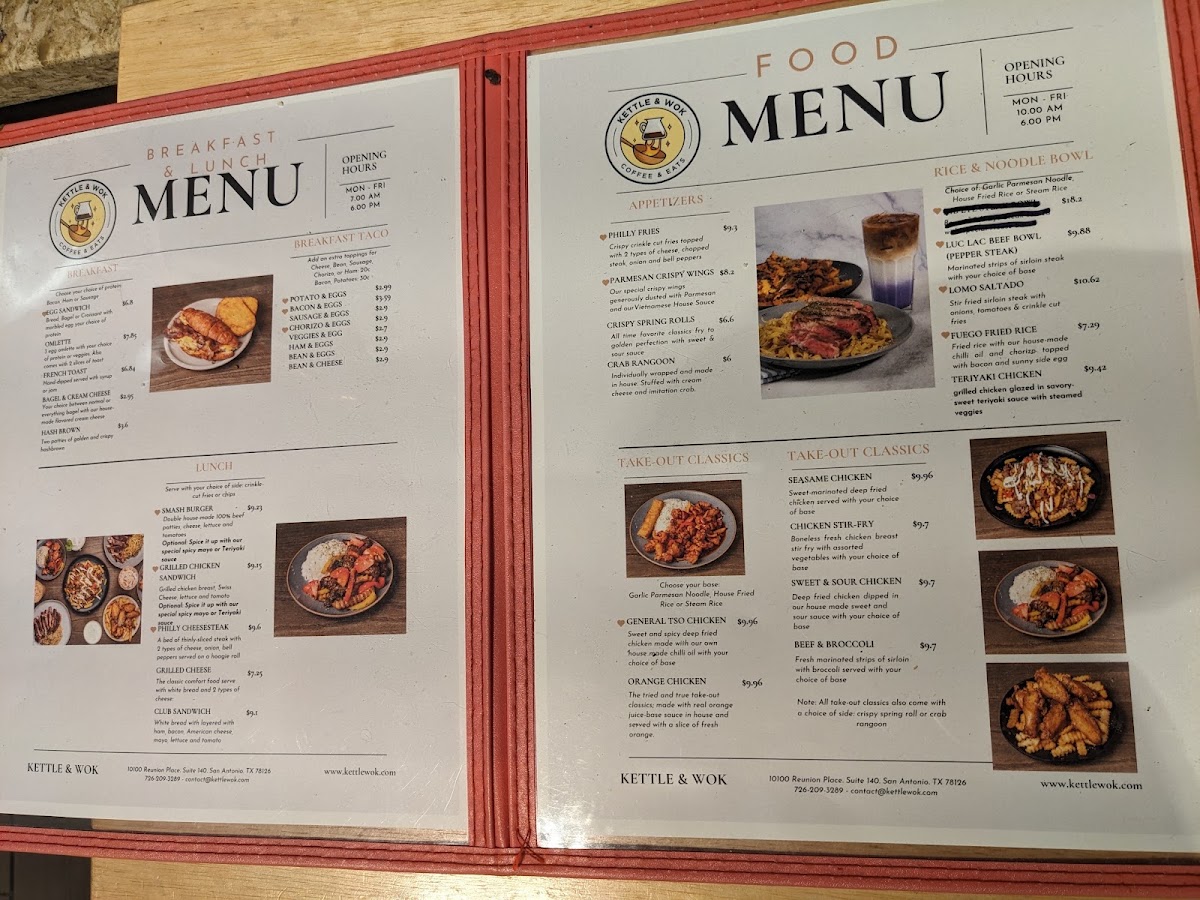 Kettle & Wok menu board