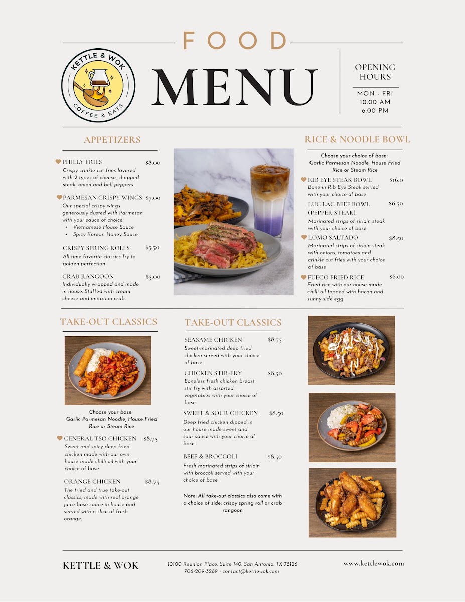 Kettle & Wok menu board