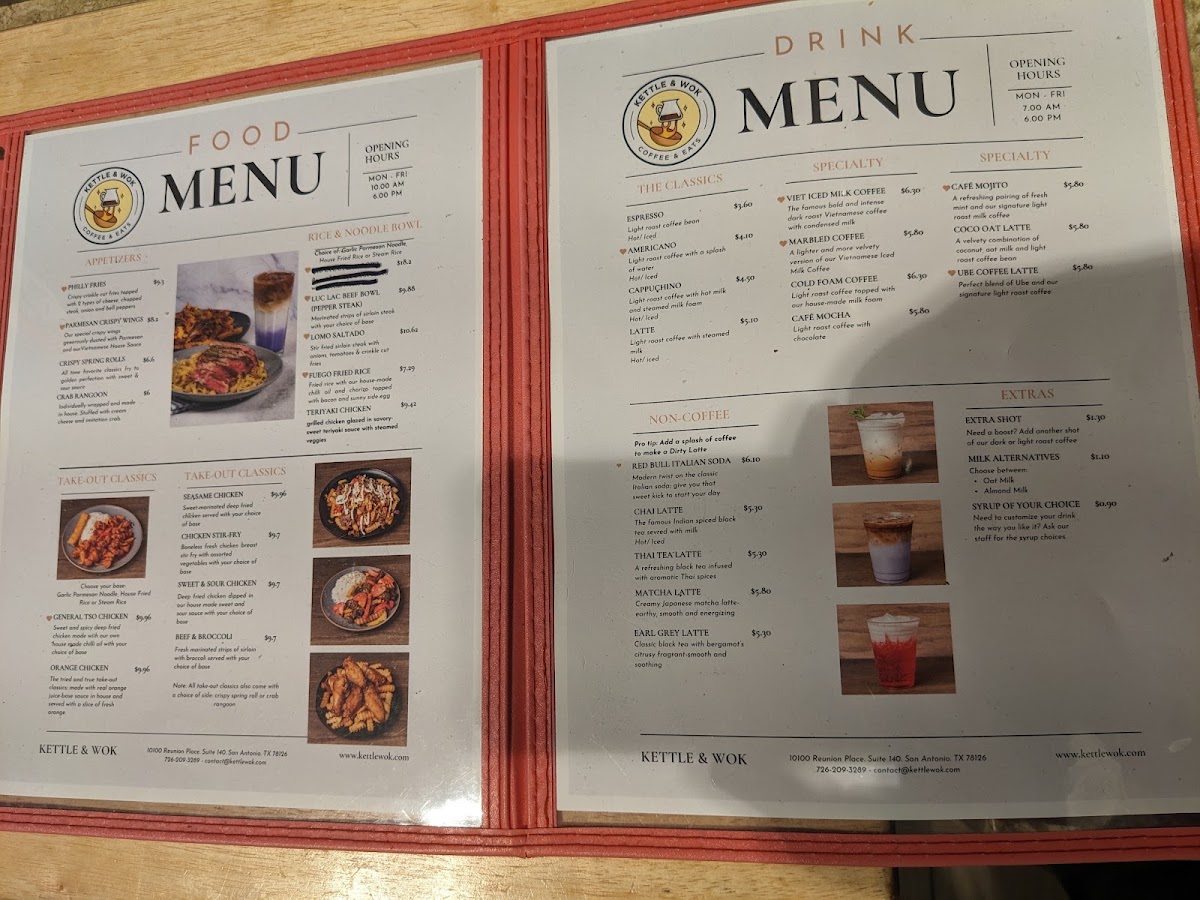Kettle & Wok menu board
