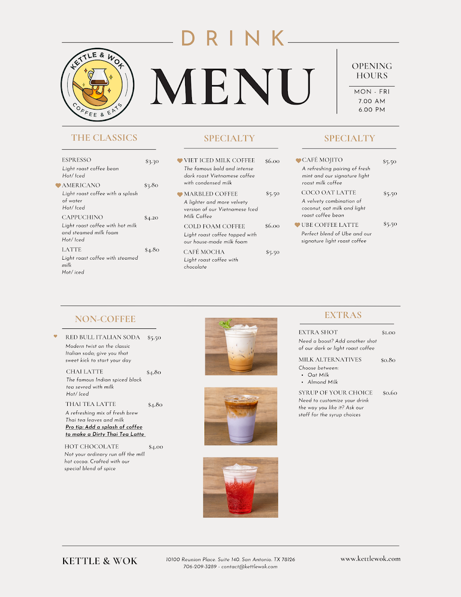 Kettle & Wok menu board