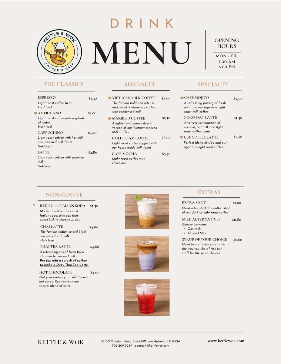 Kettle & Wok menu board