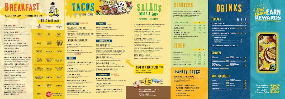 Tacodeli menu board