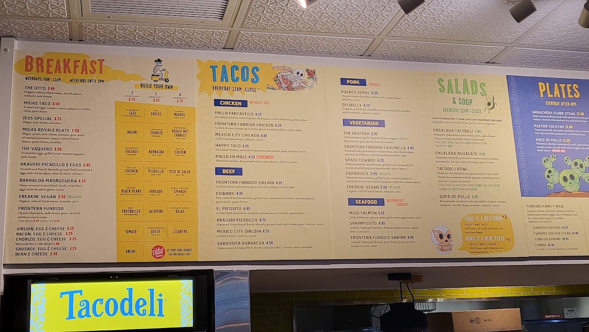 Tacodeli menu board