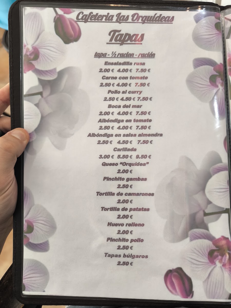 Cafeteria Las Orquideas menu board