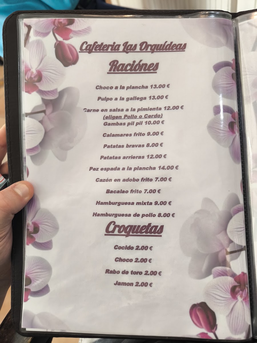 Cafeteria Las Orquideas menu board