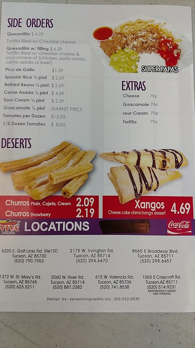 Viva Mexican Food menu board