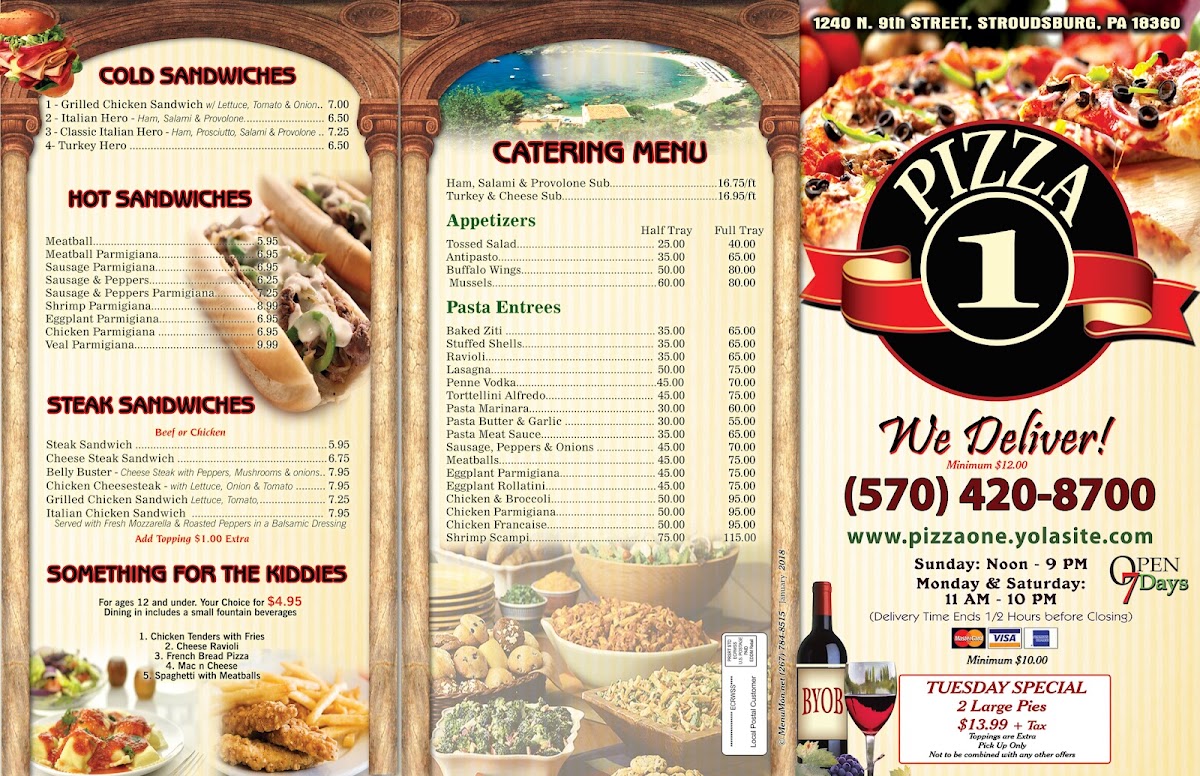 Pizza 1 menu board