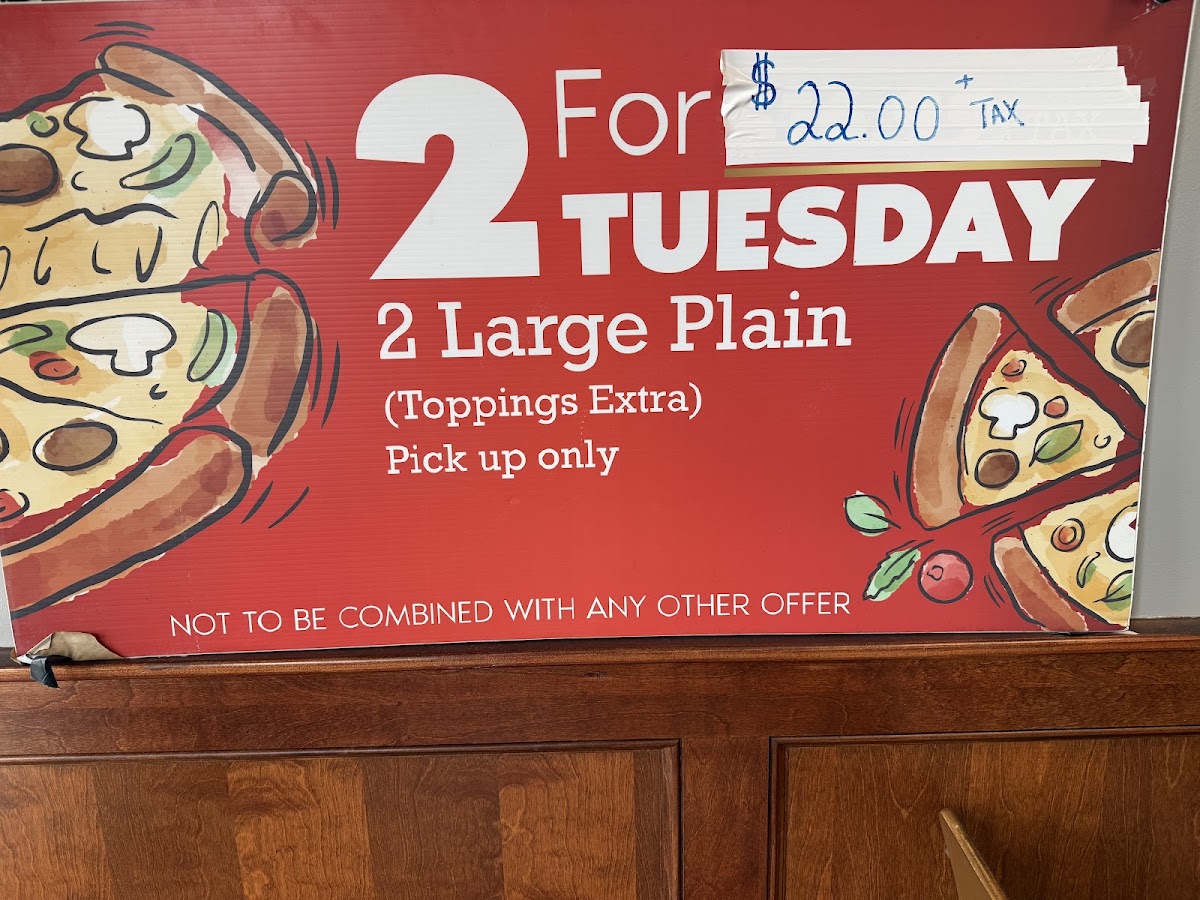 Pizza 1 menu board