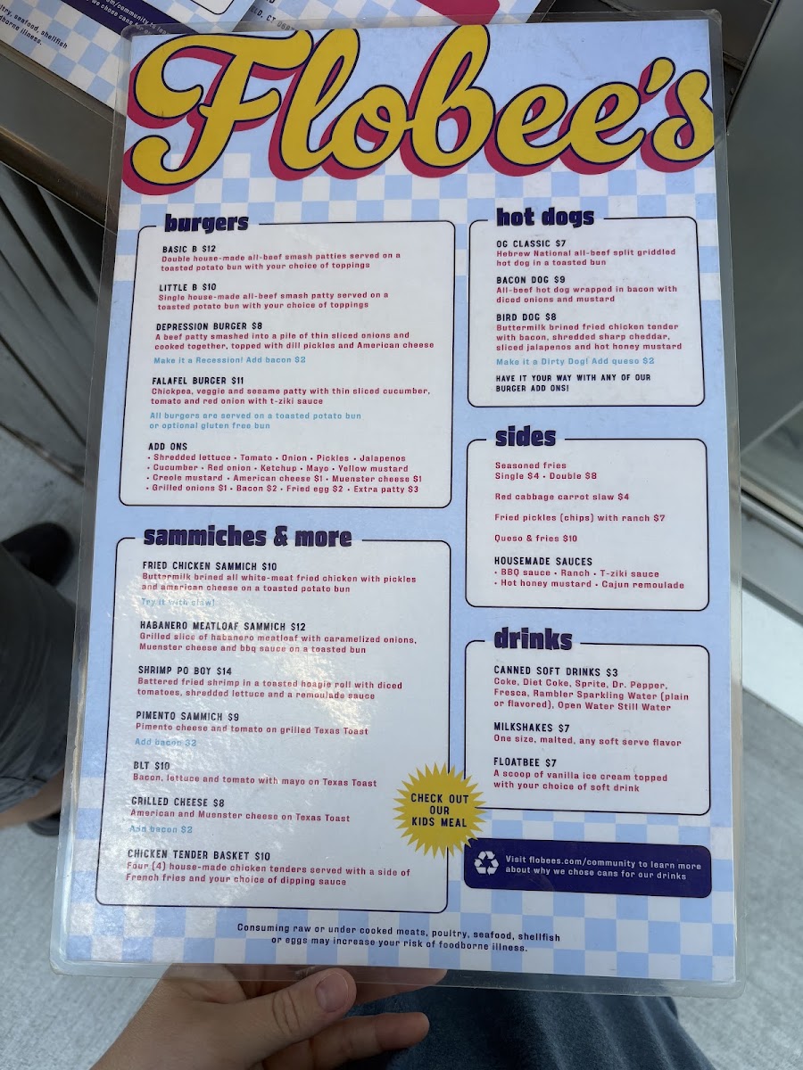 Flobee's Roadside Stand menu board
