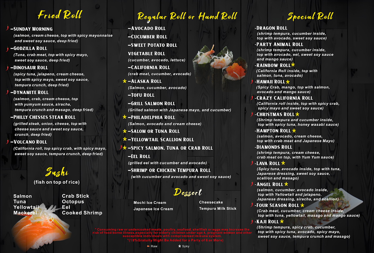 Kaji Grill menu board