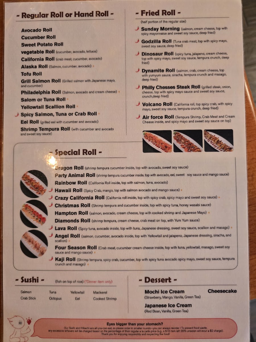 Kaji Grill menu board