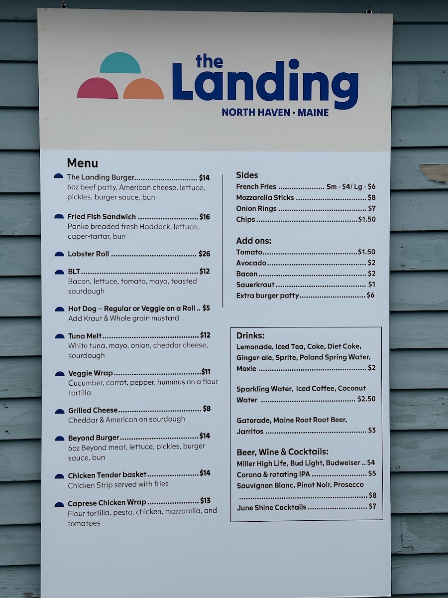 The Landing menu board
