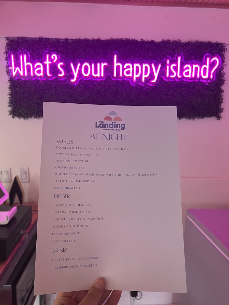 The Landing menu board