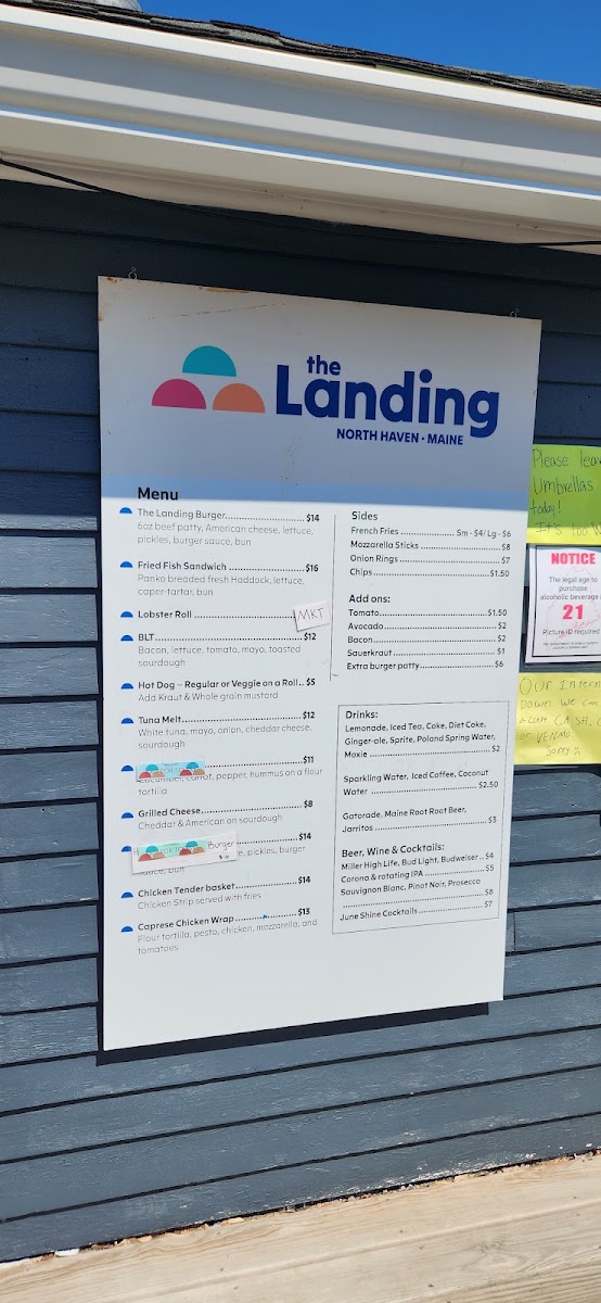 The Landing menu board
